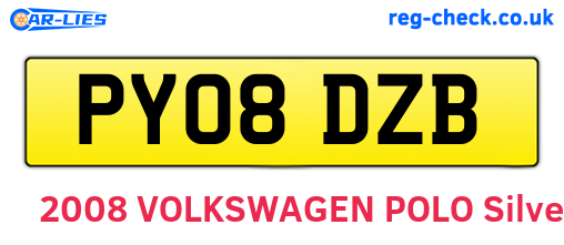 PY08DZB are the vehicle registration plates.
