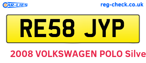 RE58JYP are the vehicle registration plates.