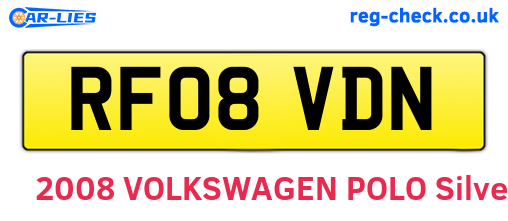 RF08VDN are the vehicle registration plates.
