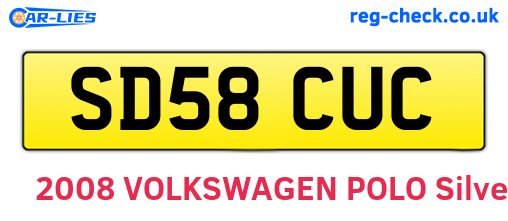 SD58CUC are the vehicle registration plates.