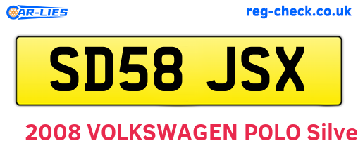 SD58JSX are the vehicle registration plates.