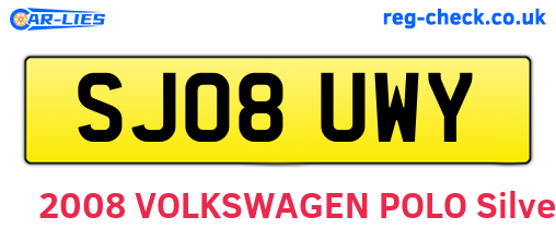 SJ08UWY are the vehicle registration plates.