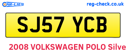 SJ57YCB are the vehicle registration plates.