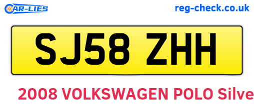 SJ58ZHH are the vehicle registration plates.
