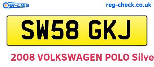 SW58GKJ are the vehicle registration plates.