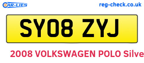 SY08ZYJ are the vehicle registration plates.