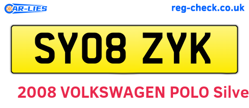 SY08ZYK are the vehicle registration plates.