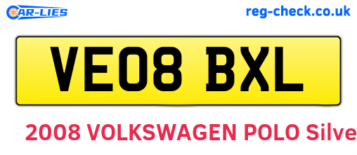 VE08BXL are the vehicle registration plates.