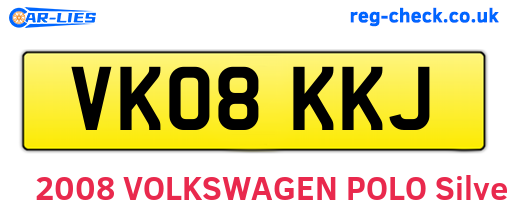 VK08KKJ are the vehicle registration plates.