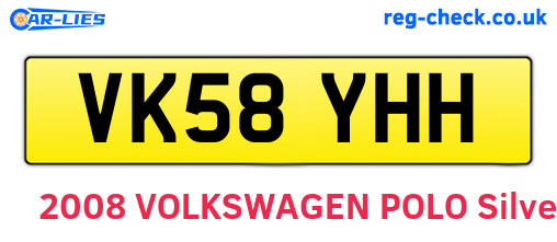 VK58YHH are the vehicle registration plates.