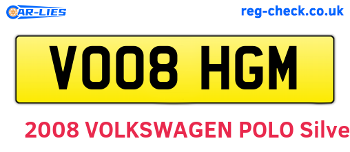 VO08HGM are the vehicle registration plates.