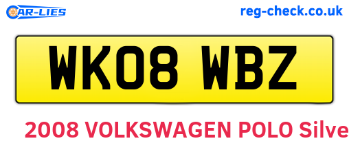 WK08WBZ are the vehicle registration plates.