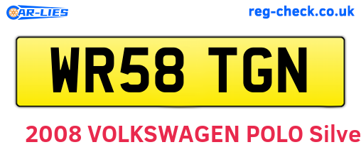 WR58TGN are the vehicle registration plates.