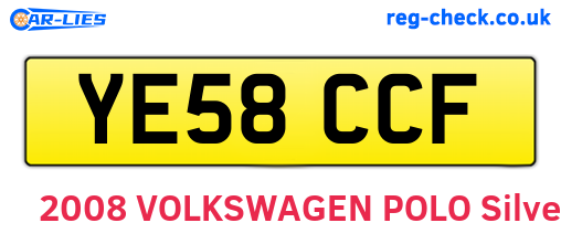 YE58CCF are the vehicle registration plates.