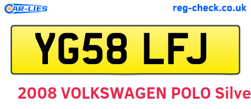 YG58LFJ are the vehicle registration plates.