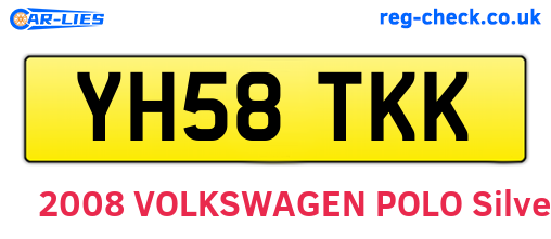YH58TKK are the vehicle registration plates.