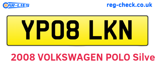 YP08LKN are the vehicle registration plates.