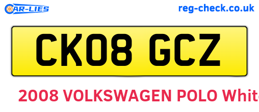 CK08GCZ are the vehicle registration plates.