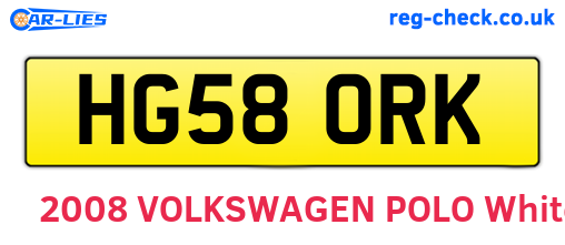 HG58ORK are the vehicle registration plates.