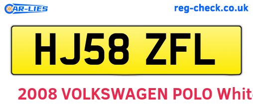 HJ58ZFL are the vehicle registration plates.