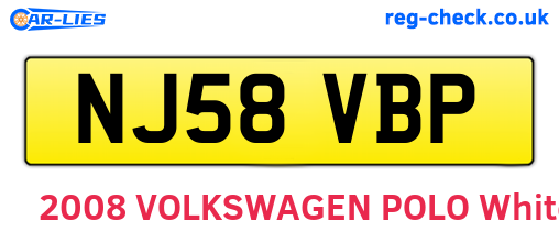 NJ58VBP are the vehicle registration plates.