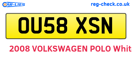 OU58XSN are the vehicle registration plates.