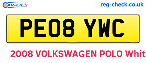 PE08YWC are the vehicle registration plates.