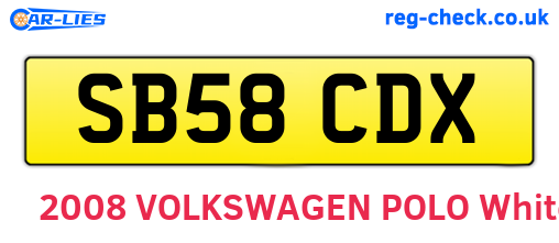 SB58CDX are the vehicle registration plates.