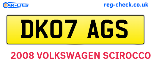 DK07AGS are the vehicle registration plates.