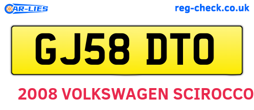 GJ58DTO are the vehicle registration plates.