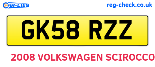 GK58RZZ are the vehicle registration plates.