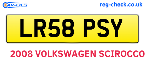 LR58PSY are the vehicle registration plates.