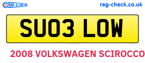 SU03LOW are the vehicle registration plates.