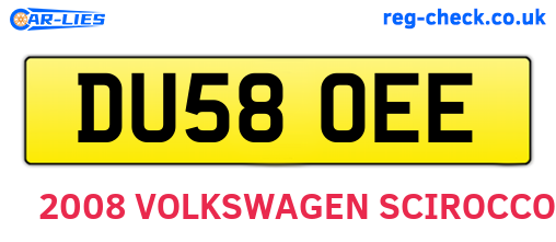 DU58OEE are the vehicle registration plates.
