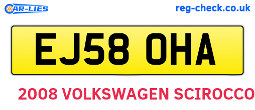 EJ58OHA are the vehicle registration plates.