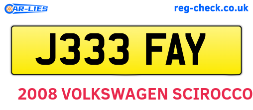 J333FAY are the vehicle registration plates.