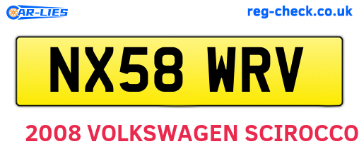 NX58WRV are the vehicle registration plates.
