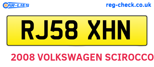 RJ58XHN are the vehicle registration plates.
