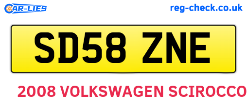 SD58ZNE are the vehicle registration plates.