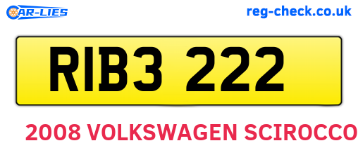 RIB3222 are the vehicle registration plates.