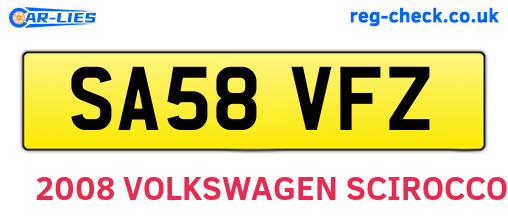 SA58VFZ are the vehicle registration plates.