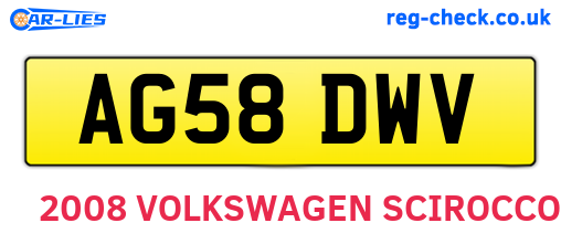 AG58DWV are the vehicle registration plates.