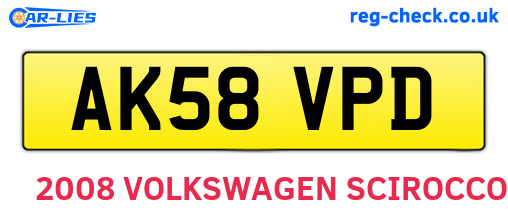 AK58VPD are the vehicle registration plates.