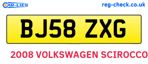 BJ58ZXG are the vehicle registration plates.