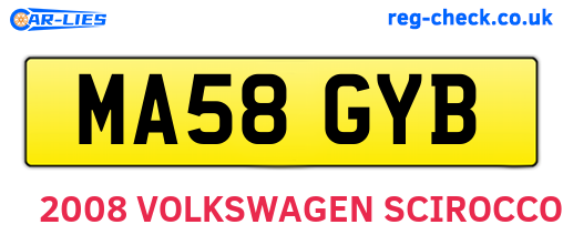 MA58GYB are the vehicle registration plates.