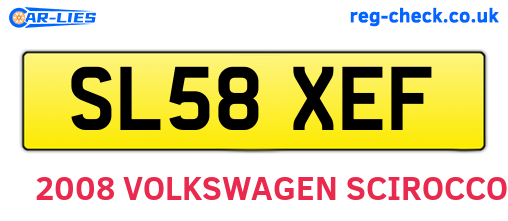 SL58XEF are the vehicle registration plates.