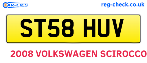 ST58HUV are the vehicle registration plates.