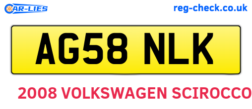 AG58NLK are the vehicle registration plates.