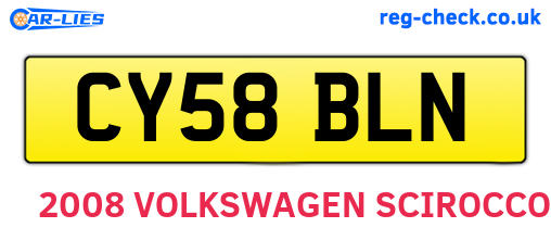 CY58BLN are the vehicle registration plates.