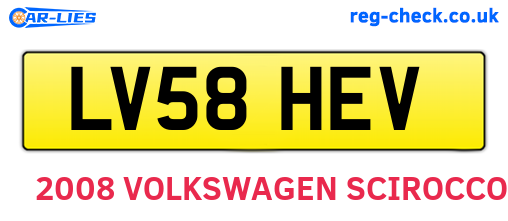 LV58HEV are the vehicle registration plates.